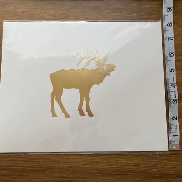 Gold Foil Wolf & Elk Print scandinavian art modern nordic folk nature silhouette - Picture 13 of 14